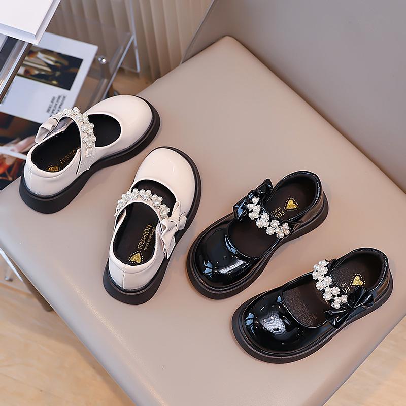 Girls Leather Shoes Black 2025 Autumn New Single Shoes Small Leather Shoes British Performance Girls Soft Sole Children Princess Shoes