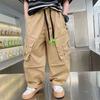 Boys Work Trousers Autumn Models Handsome Trousers Children's Pockets Casual Trousers Middle and Large Children Loose Trousers