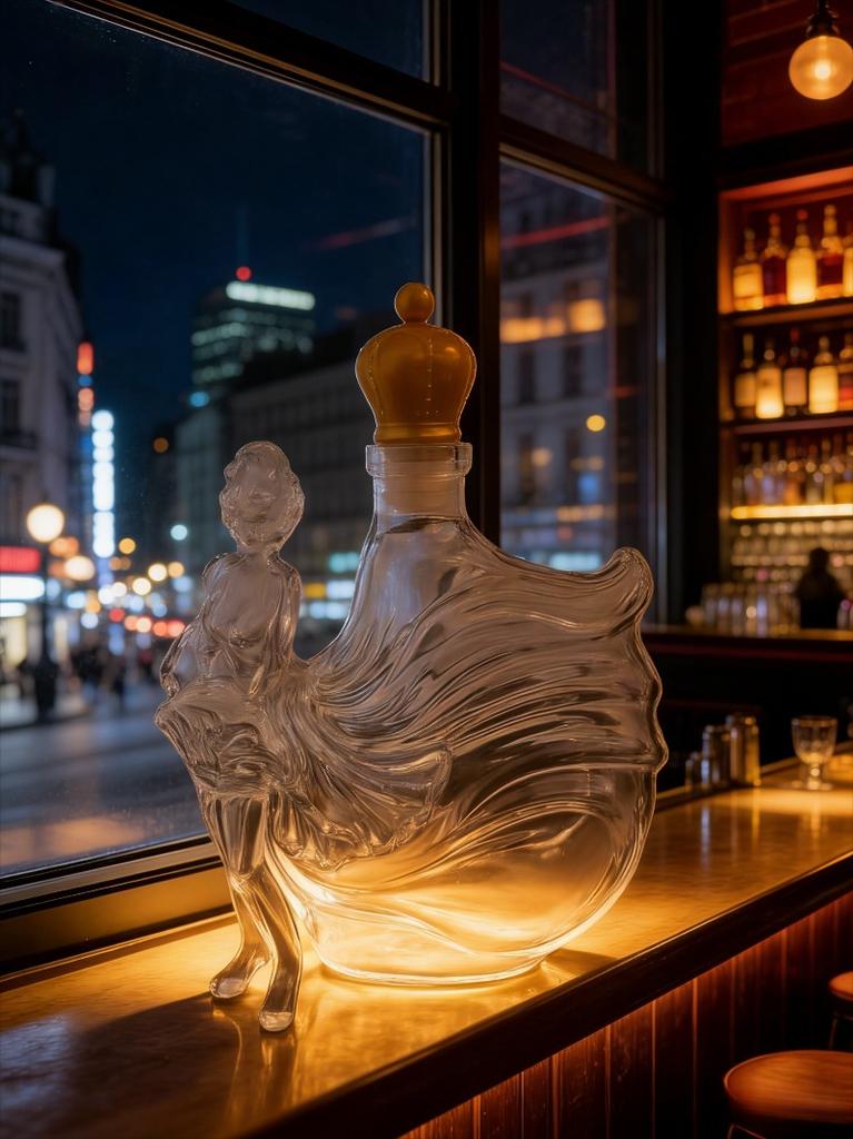 Art Deco Marilyn Inspiriertes Whiskey-Karaffen-Set Einzigartiger Kronenverschluss Spirituosenflasche für die Hausbar