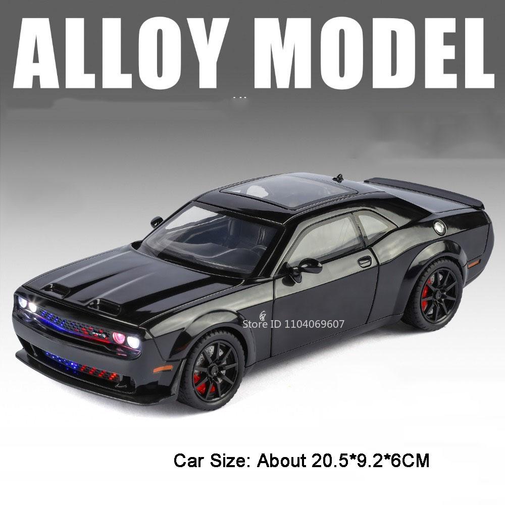 1:24 Charger SRT Hellcat Toy Car Model Wheel Steering Shock Absorption Sports Cars Models Toys Collectible Item for Kids
