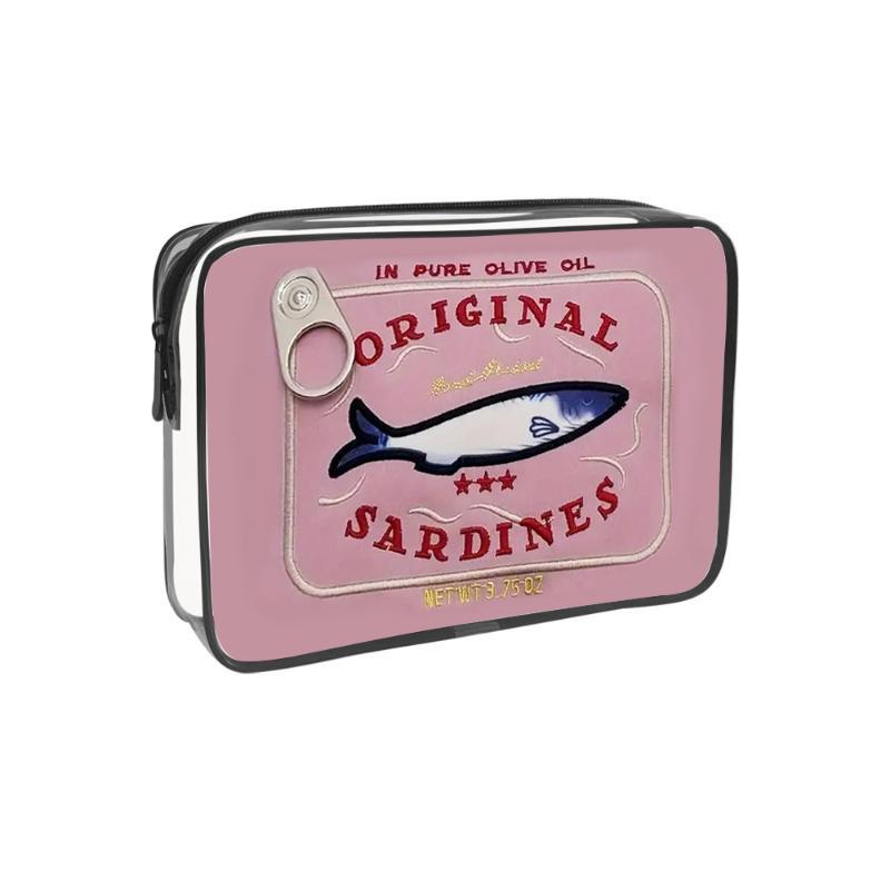 Sardines en Conserve Sac de Voyage Cosmétique pour Femmes Mignon Sac de Toilette Créatif Portable Mode Fermeture Éclair Multifonction Pour Vacances du Weekend