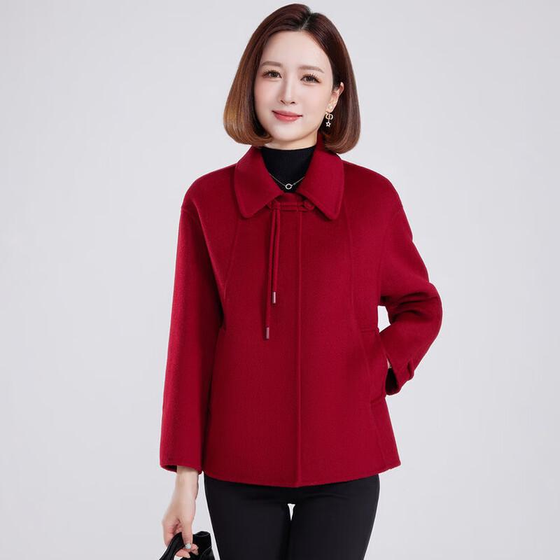 Hengyuanxiang Women's New Chinese Style 100% Wool Double-Faced Short Coat
