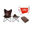 Butterfly Chair With Foot Stool - Handmade Brown Leather Chair & Ottoman