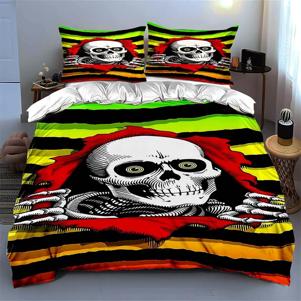 Skull with stripes Bedding Duvet cover sets Duvet covers Pillowcases gifts (1 * Duvet Cover 2 * Pillowcases, without duvet insert)