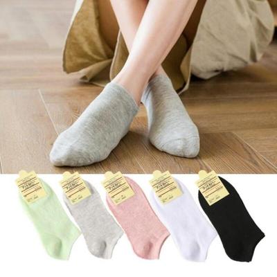 5-piece Set of 100% Cotton Socks, Plain Ankle Socks, and Fashion Socks