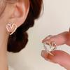 Elegant Gold Color Rhinestone Heart Stud Earrings For Women Exquisite Shiny Crystal Earrings Fashion Party Daily Wear Jewelry