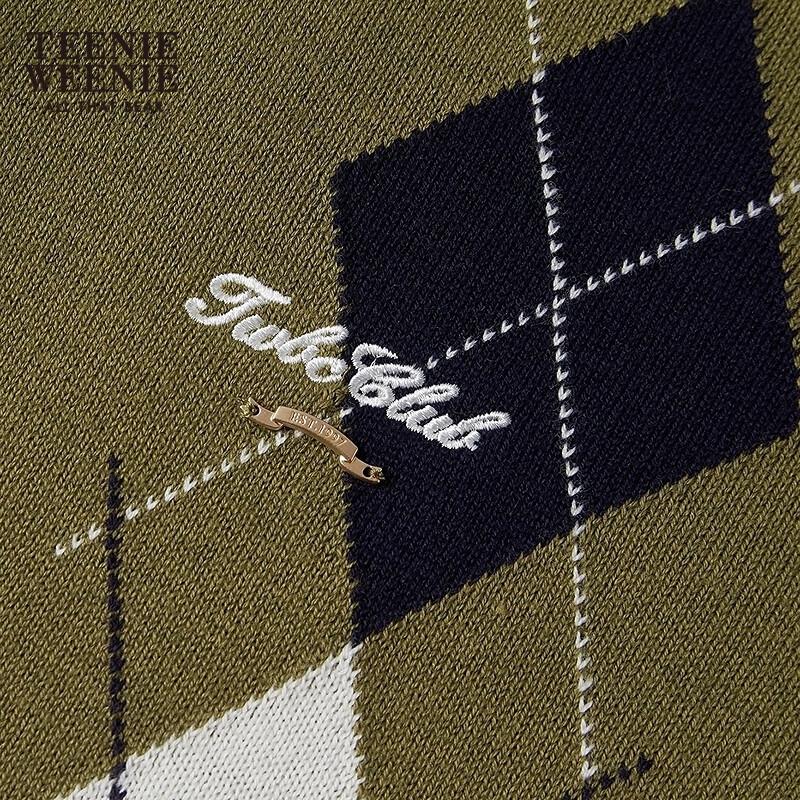 Teenie Weenie Women's Argyle Round Neck Cardigan