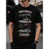 Men's Four Wheels Of Legends One Mission T-Shirt Classic Cars Graphic Tee Short Sleeve Crew Neck Soft Cotton Casual Wear