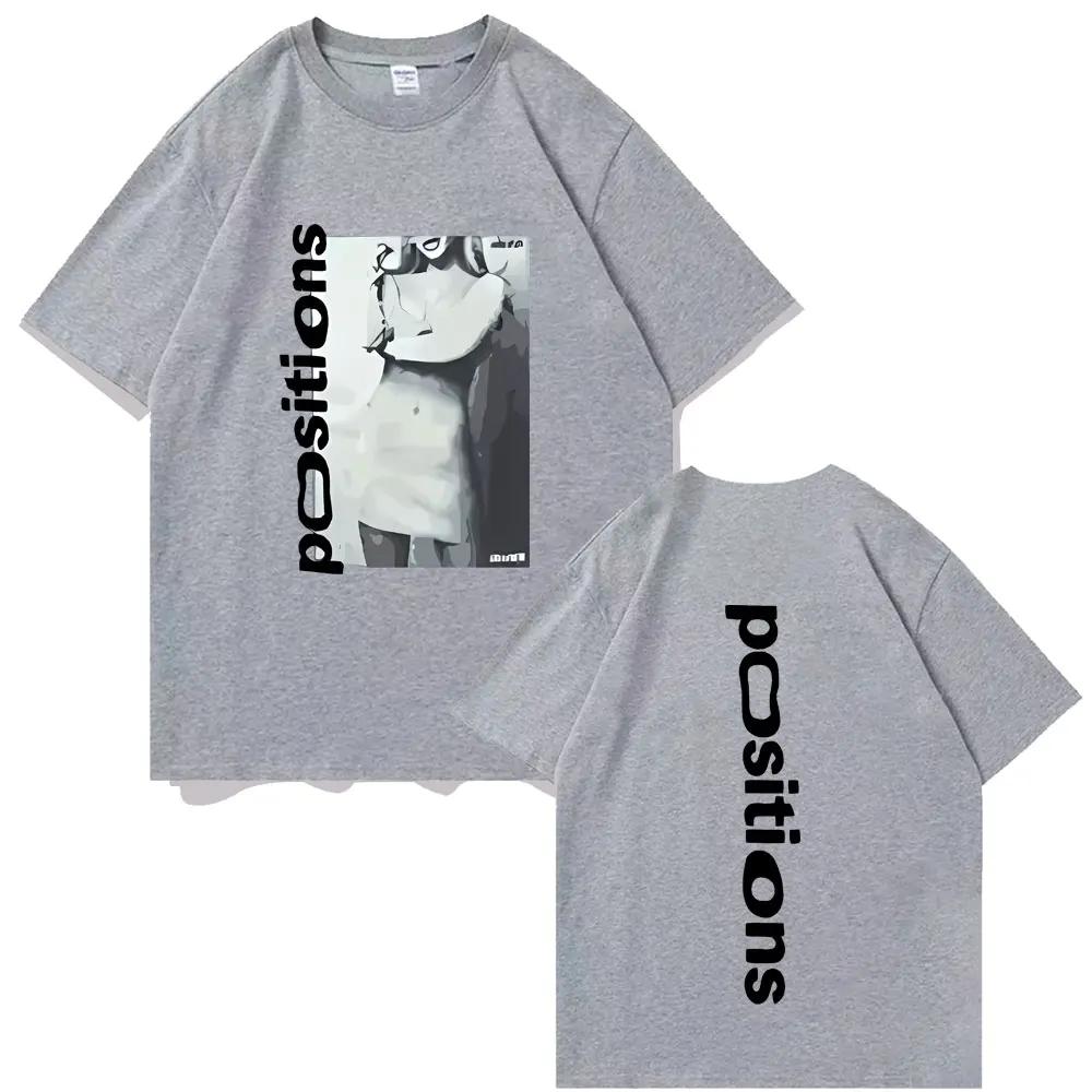 Letní pánské tričko s potiskem alba Ariana Grande positions, ležérní, 100% bavlna, trendy oblečení s krátkým rukávem