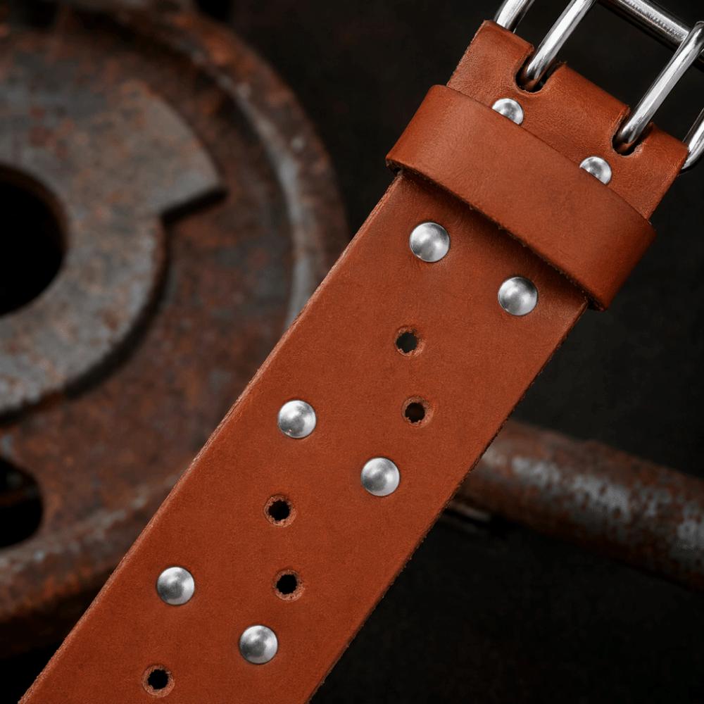Full Grain Cowhide Lifting Belt Adjustable Brown Leather Weightlifting Belt  Weight Training