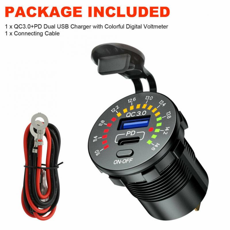 

36 Вт 6A Двойной USB-разъем для зарядного устройства с переключателем вольтметра USB-выход Быстрое зарядное устройство для 12 В автомобиля, лодки, мотоцикла, грузовика, гольфа