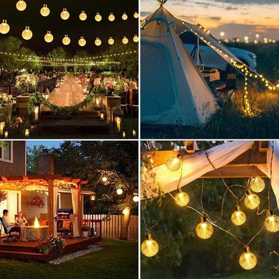 2Pack LED Crystal Ball Waterproof Solar Powered Globe Light for Garden Patio Bistro Cafe Gazebo Holiday Party Outdoor Decoration