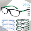 7PCS Reading Glasses Ultra-Light HD Reading Glasses for Men & Women - Stylish Square Frame Portable Design Adjustable