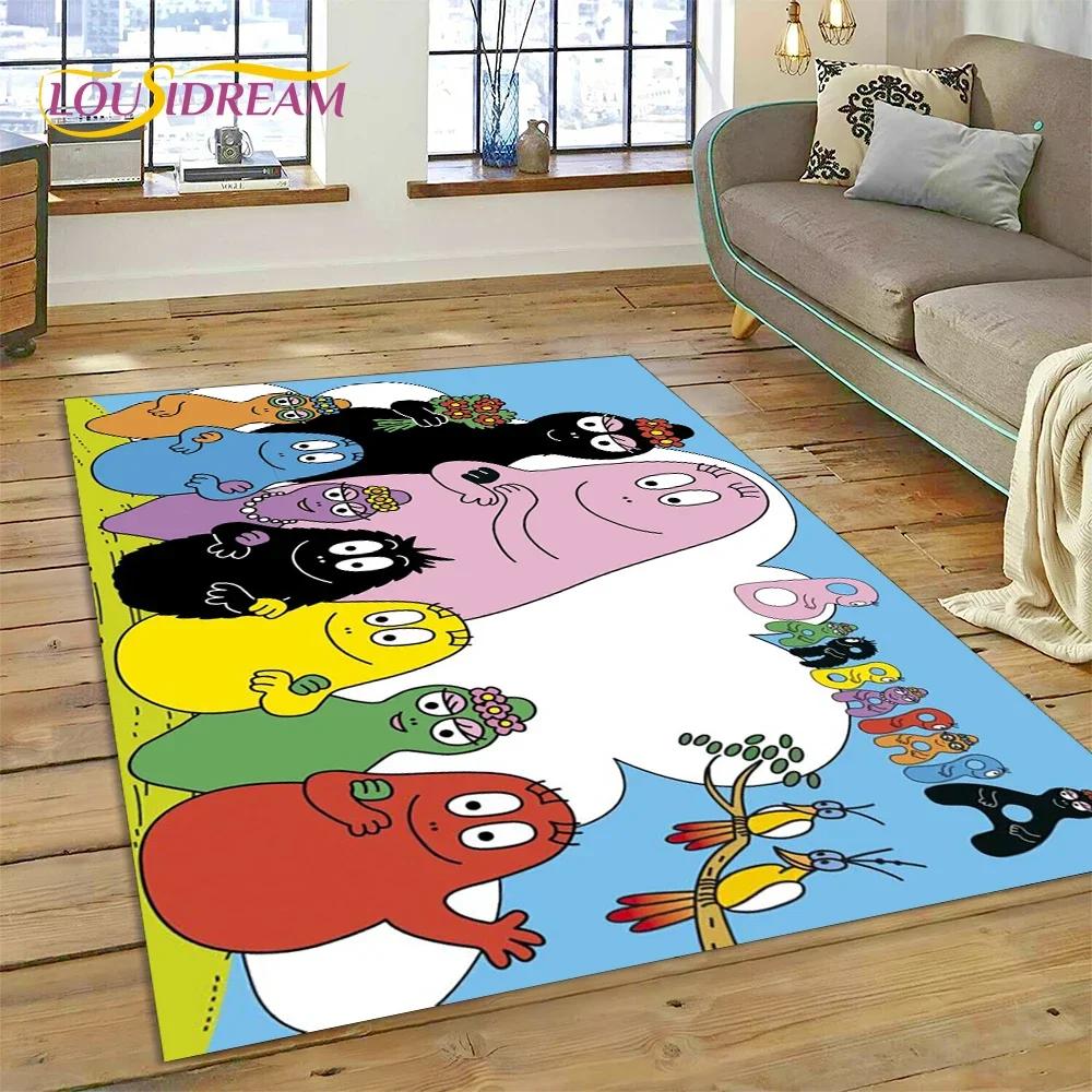 Cartoon Les Barbapapa Family Carpet Rug for Bedroom Living Room Home Sofa Decoration,Children Game Large Decor Floor Mat Gift
