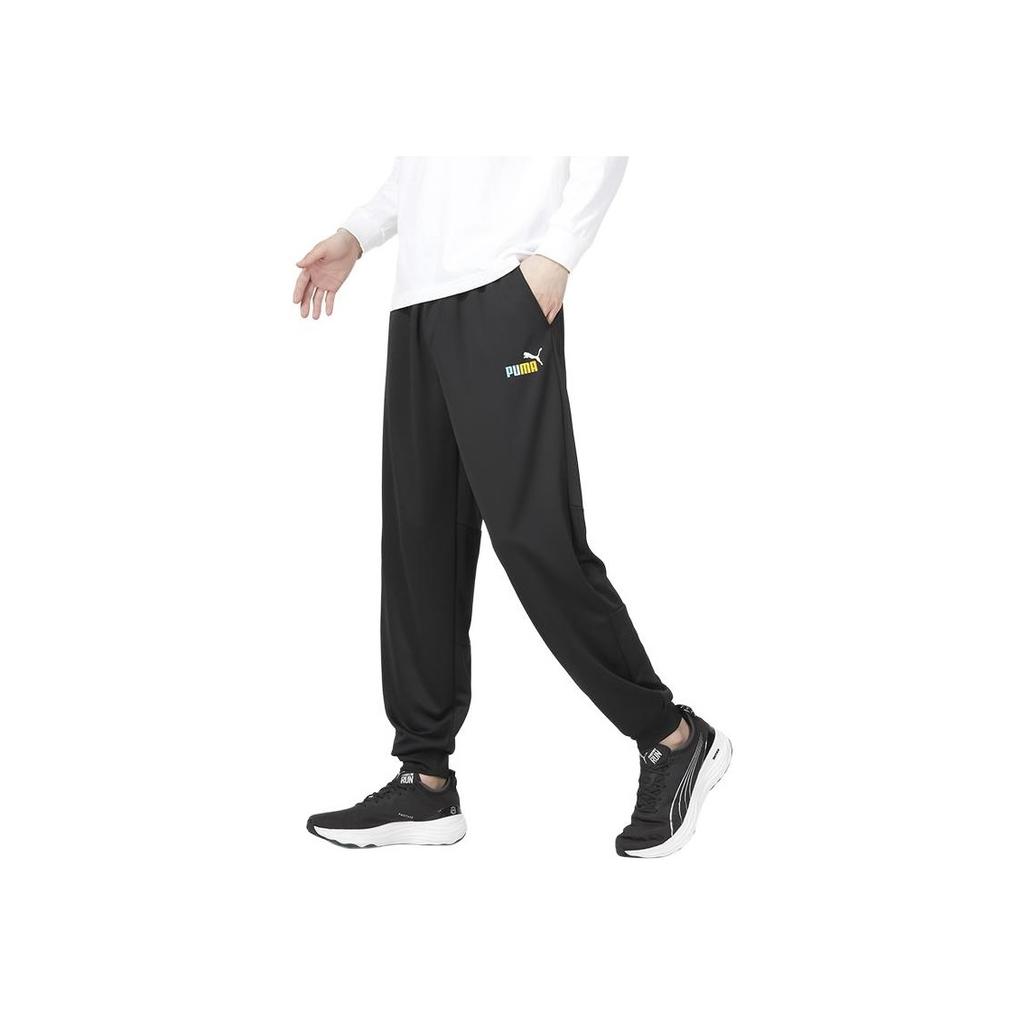 Puma Solid Color Logo Joggers Unisex Bottoms Black 678007-01