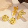 Fashion Classic Geometric Texture Leaf Flower Earrings Trendy Stainless Steel Stud Earrings  Daily Wear Party Gift Woman