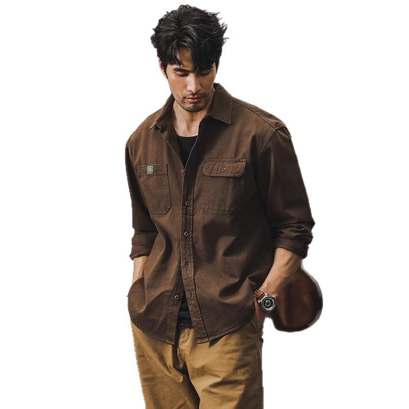 New-style Men’s Vintage Workwear-style Shirt Jacket: Loose-fit, Trendy, Casual, Long-sleeved Shirt