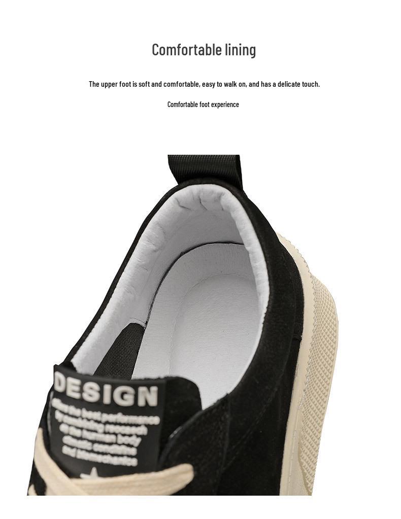 Men's 2025 Casual Breathable Leather Shoes - Trendy Korean Style with Thick Soles for Sporty Fashion