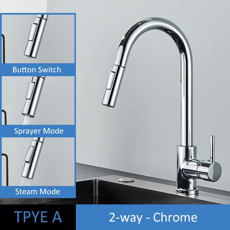 Quyanre kartáčovaná zlatá kuchyňská baterie Vytahovací kuchyňský dřez Vodovodní baterie Jednoručková baterie Kuchyňská sprchová baterie otočná 360