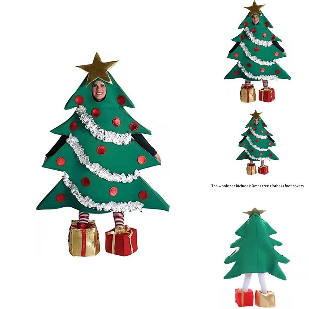 Festive Unisex Christmas Tree Cosplay Costume Funny Clothes Suit Xmas Fancy Dress Party Adults