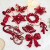 Christmas Flocking Bow Ornament - Window & Tree Decor