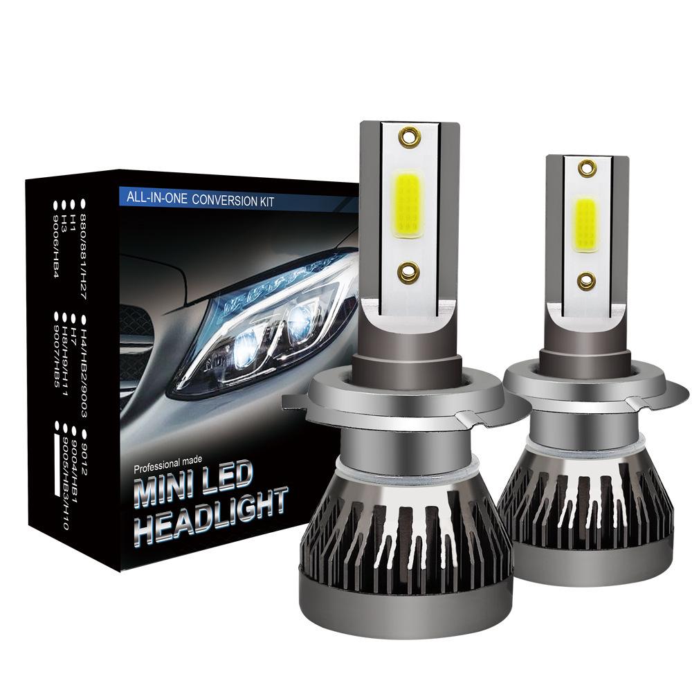 Fanless Mini LED Car Headlights: Super Bright H4 Integrated Front Headlights & H11 H7 LED Fog Lights