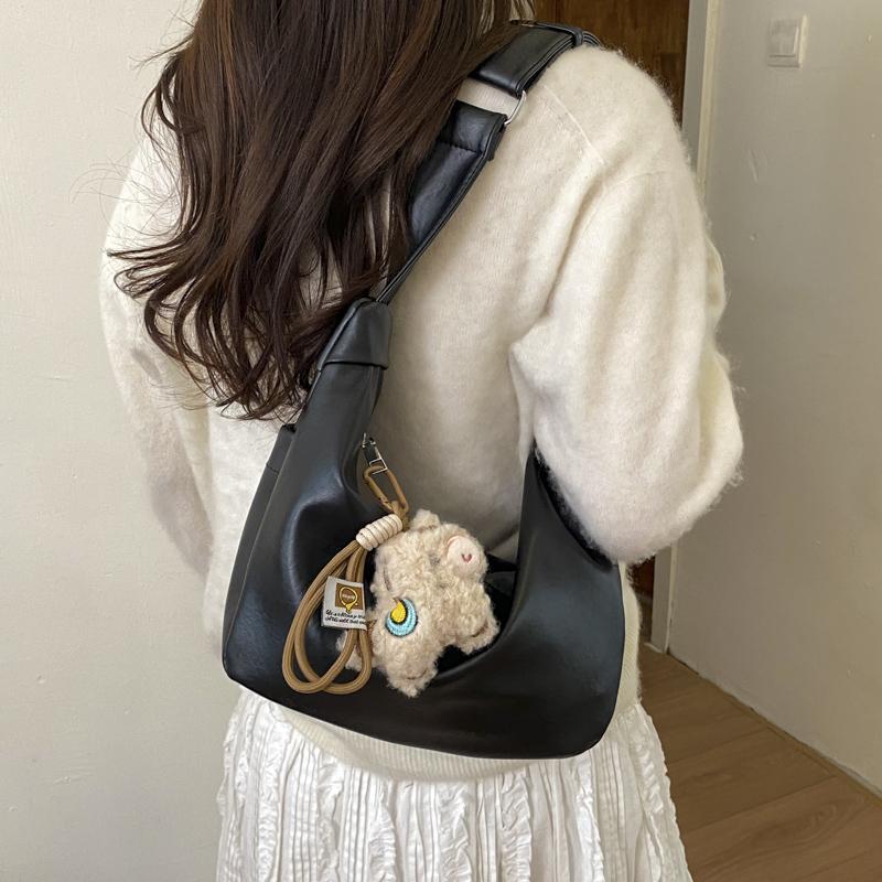 New Solid Color Sewing Thread PU Shoulder Bag Interior Zipper Pocket Women's Crossbody Bags 2026 Sweet Bags for Women