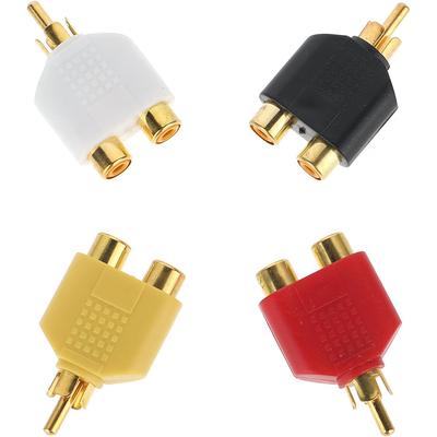 4 Pcs/lot RCA Connector Y Splitter AV Audio Video Plug Converter 1 Male To 2 Female Adapter Kit AV Jack RCA Plug To Double Cable