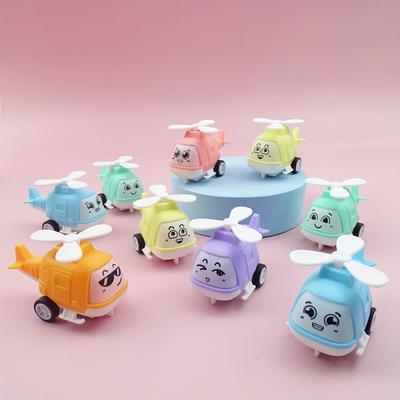 6pcs Rebounding Cartoon Helicopter Toys Bounce Back Mini Airplane with 6 Colors,Durable Plastic Interactive Outdoor/Indoor Play for Youngsters