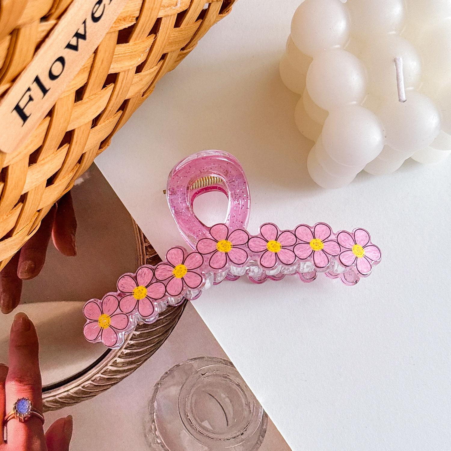 

Акриловые Премиум Заколки для волос в виде цветов для женщин Идеальны для стильных причесок и повседневных образов Pink11cm