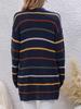 Over Size Striped Long Sleeve Cardigan Coat for Women Autumn Winter Casual Workwear