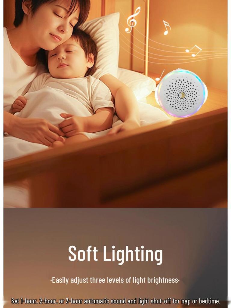 Handheld Smart White Noise Device with Natural Sounds, Stress Relief, Baby Soothing, and 7-Color Light.