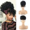 High Afro Puff Wig With Bangs Double Ponytail Women Heat Resistant Synthetic Hair