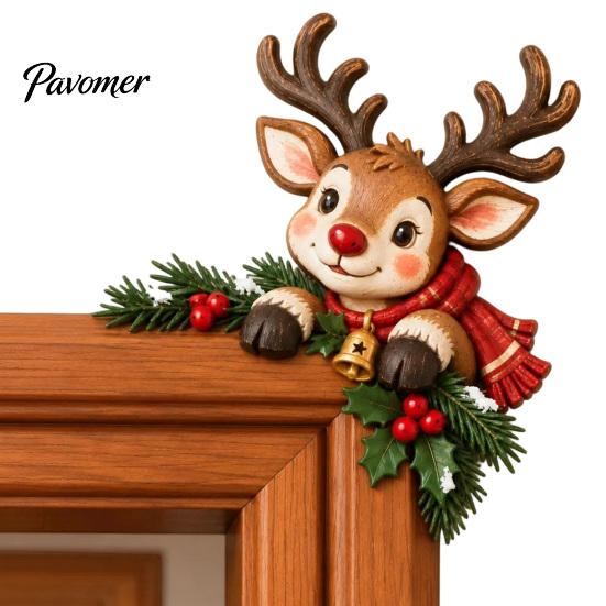 Holiday Door Decor Christmas Wooden Topper, Funny Snowman Nutcracker Penguin Angel Santa Claus Indoor Decoration Frame Corner Sign for Window