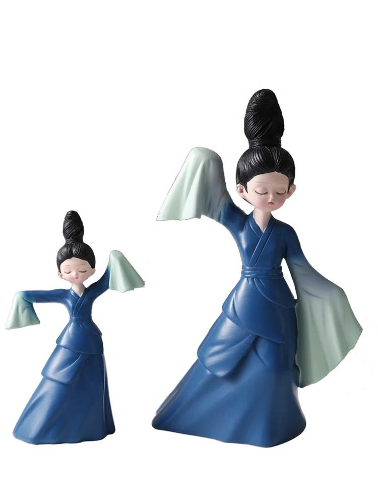 Resin Sculpture Ladies Handicraft Room Office Bookcase Female Ornaments Decor