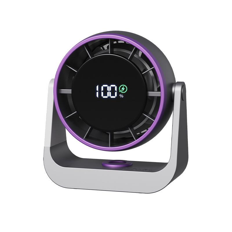 Wall-Mounted LED Rechargeable Fan with Digital Display for Dorm, Office, Home, Kitchen
