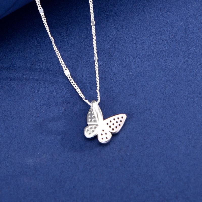S925 Sterling Silver Diamond Butterfly Necklace - Women's Elegant Fairy Clavicle Chain Birthday Gift.
