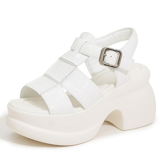 

8,5 см Сапоги из микрофибры, удобные, дышащие, с открытым носком, женские тапочки, летние, сандалии из резины с пряжкой, полые, на плоской подошве, белые 34 белый