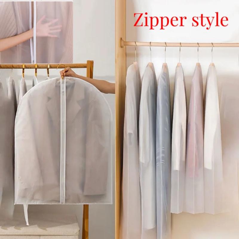 Storage Dust Cover Waterproof Visible Moisture-proof Mildew Proof Hanging Pocket Coat Suit Hanging Cotton Jacket Bag Long Style
