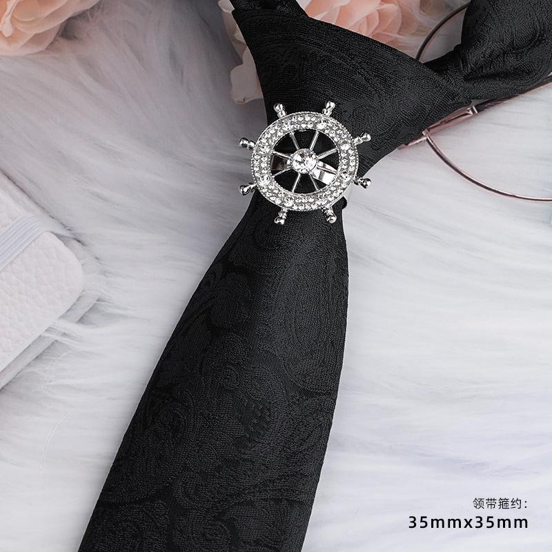 Men'S Emperor Rhinestone Collar Ring Clip Tie Hoop Vintage Knight Tie Hoop Business Shirt Tie Button Brooch