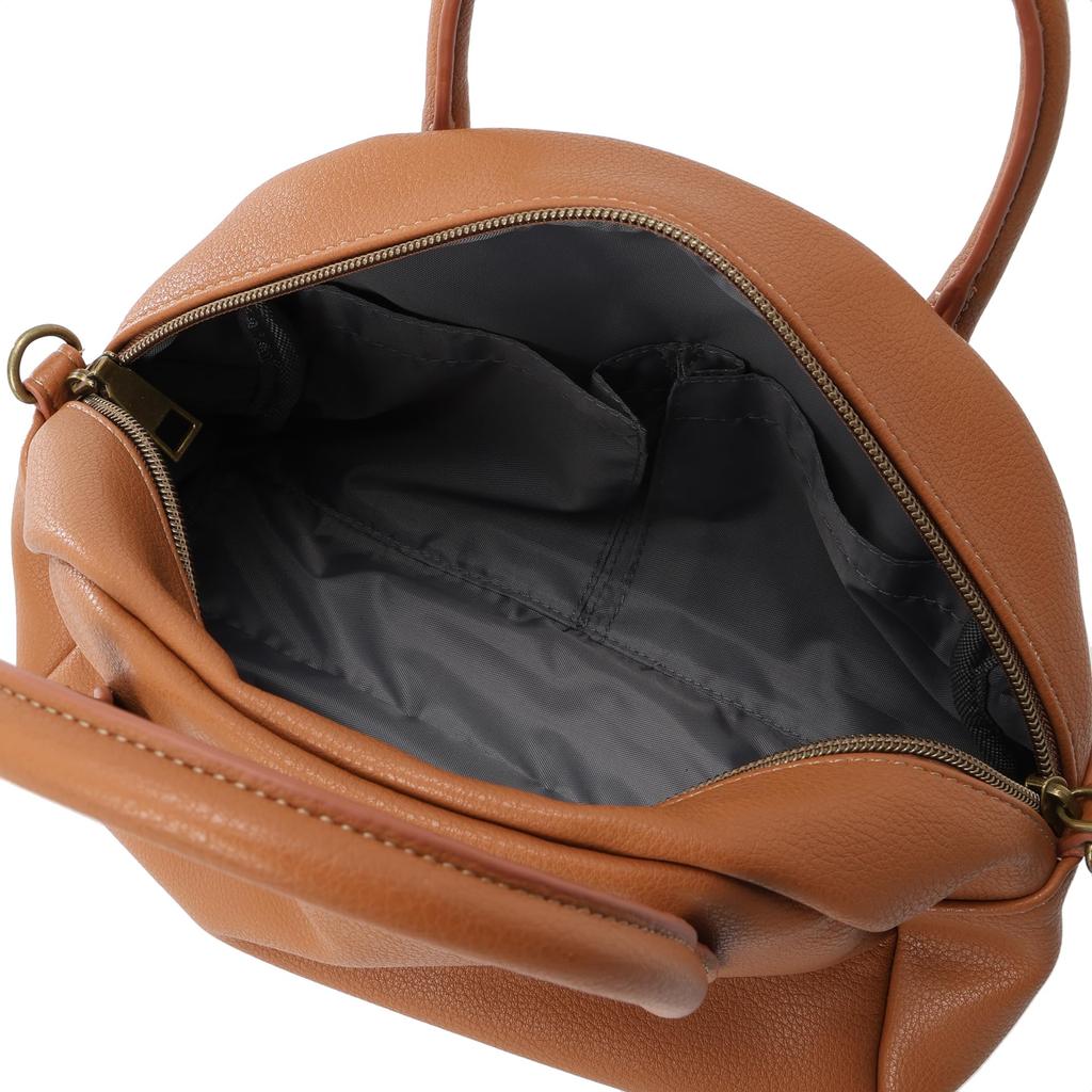 Chiemi Sacs Mini Boston Shoulder Handbag, Bag, Bag, 2-Way, Simple, Natural, Beige, Camel, 2402-6252