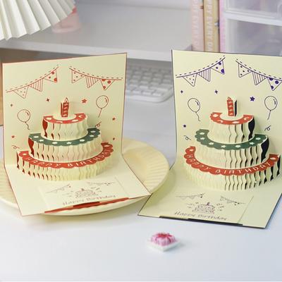 3D Muzikale Verjaardagstaart Kaart LED Licht Pop-Up Wenskaarten met Envelop voor Alle Gelegenheden Meisje Kind Vrouw Ansichtkaarten Drop Ship