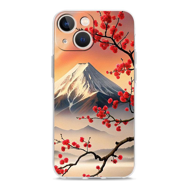 Phone Case For iPhone 16 Cases iPhone 15 12 13 14 16 Pro Max X XR XS Max 15 Plus iPhone11 Cover Japan Mount Fuji Cherry Blossom