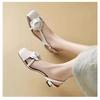 2024 Square Head Leather Flower Sandals Low Top Adult Fashion English Viscose Footwear Fashion Sandals