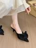 First Encounter Season Temperament Suede Pointed Head Bow Baotou Half Slippers Women'S Spring Cat And Sandals