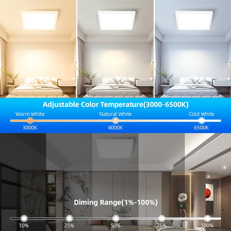 Dimbare LED-taklamper Moderne panellys med bakgrunnsbelysning Fjernkontroll 220V taklampe for hjemmebelysning