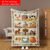 2D Flat Printing 1pc Pastoral Farm Animal Patchwork Printed Fleece Blanket Non-Real Single-Sided Printing Very Suitable for Sofa B