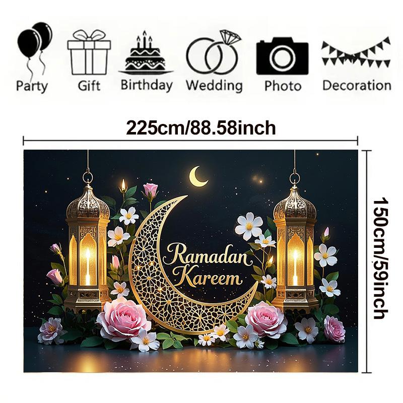 Elegant Eid Al-Adha Moon Photography Backdrops Wall Decoration for Room and Party,Festive Home Decor for New Year and Eid Celebrations