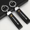 Car Emblems Leather Keychain Key Ring Keyring For Porsche 911 718 Taycan Panamera Cayenne Macan Boxster Cayman Pajun Accessories