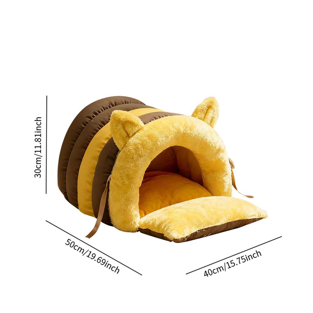 Cat Nest in The Shape of A Bee, Soft And Cute Bed for Indoor Cats, Small Pets, Kittens